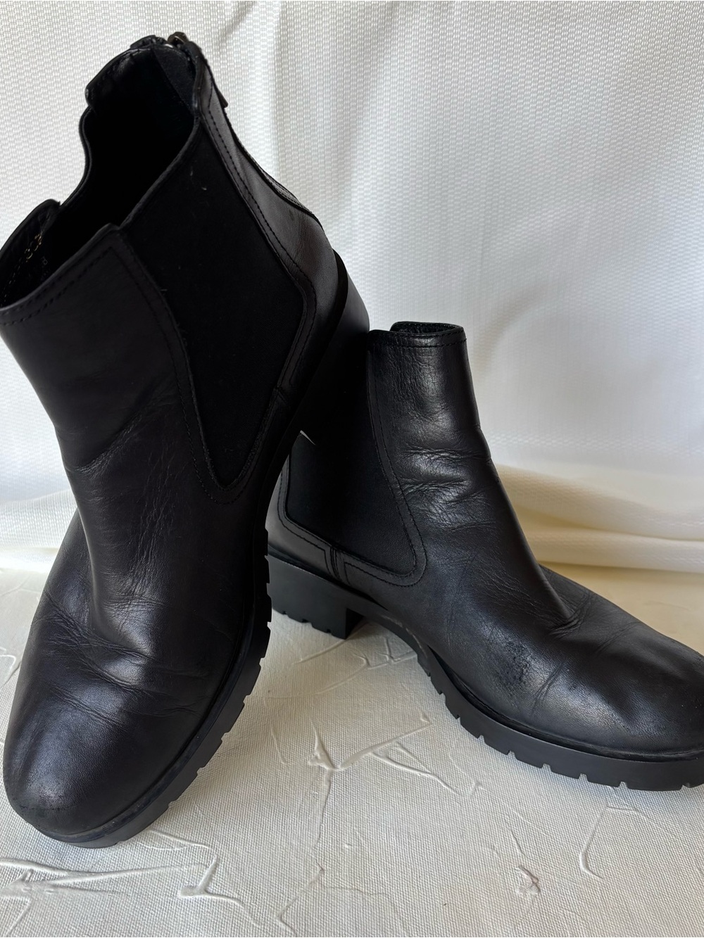 Black Leather Chelsea Ankle Boots - Women's